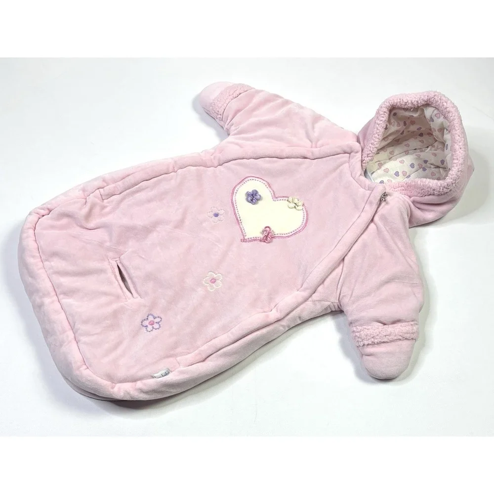 Bon Bebe Baby Girl 0-9M Pink Bunting Snowsuit Hooded Winter Pram Bag